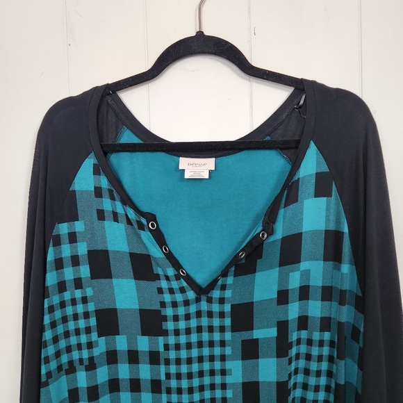 Deesse Green Plaid Nightgown Sleepwear Dress PJs Pyjamas Plaid Green Black 0X XL - Picture 2 of 8